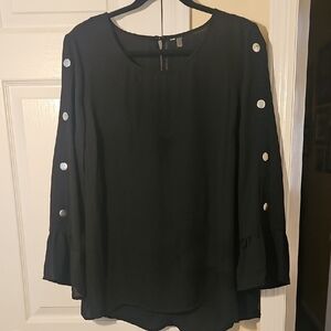 Black Button-Accent Women's Top